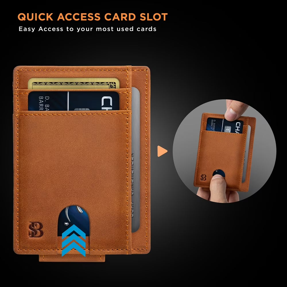 Front Pocket Wallet | Money Clip Magnetic | Bifold Minimalist RFID | Leather Wallets for Men | Slim Credit Card Wallet Modern | California Desert