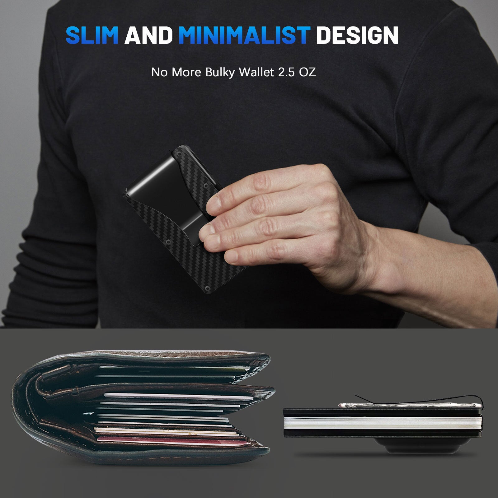 RFID Blocking Mens Airtag Wallet Case ID Card Holder Air Tag Cover Money Clip US