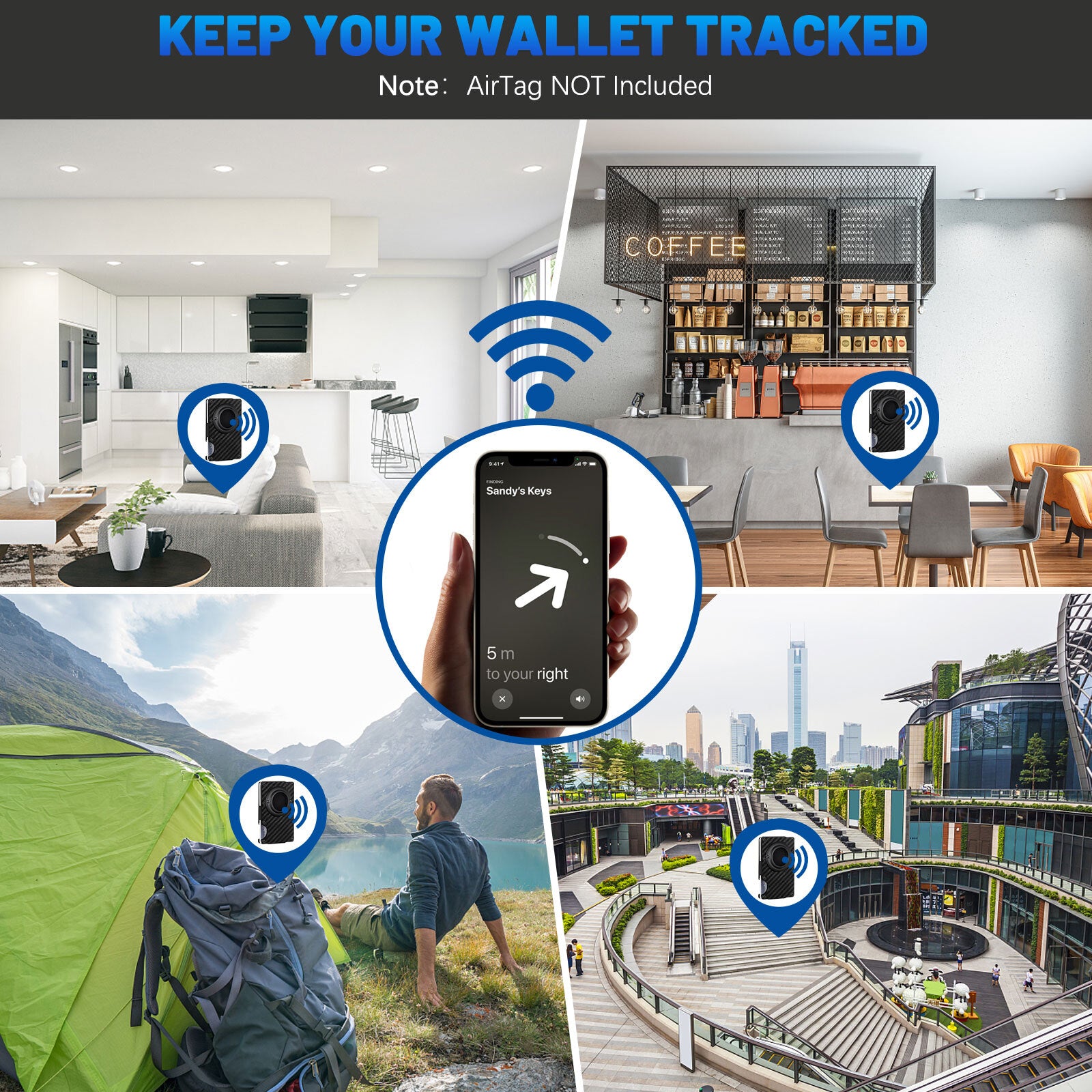 RFID Blocking Mens Airtag Wallet Case ID Card Holder Air Tag Cover Money Clip US