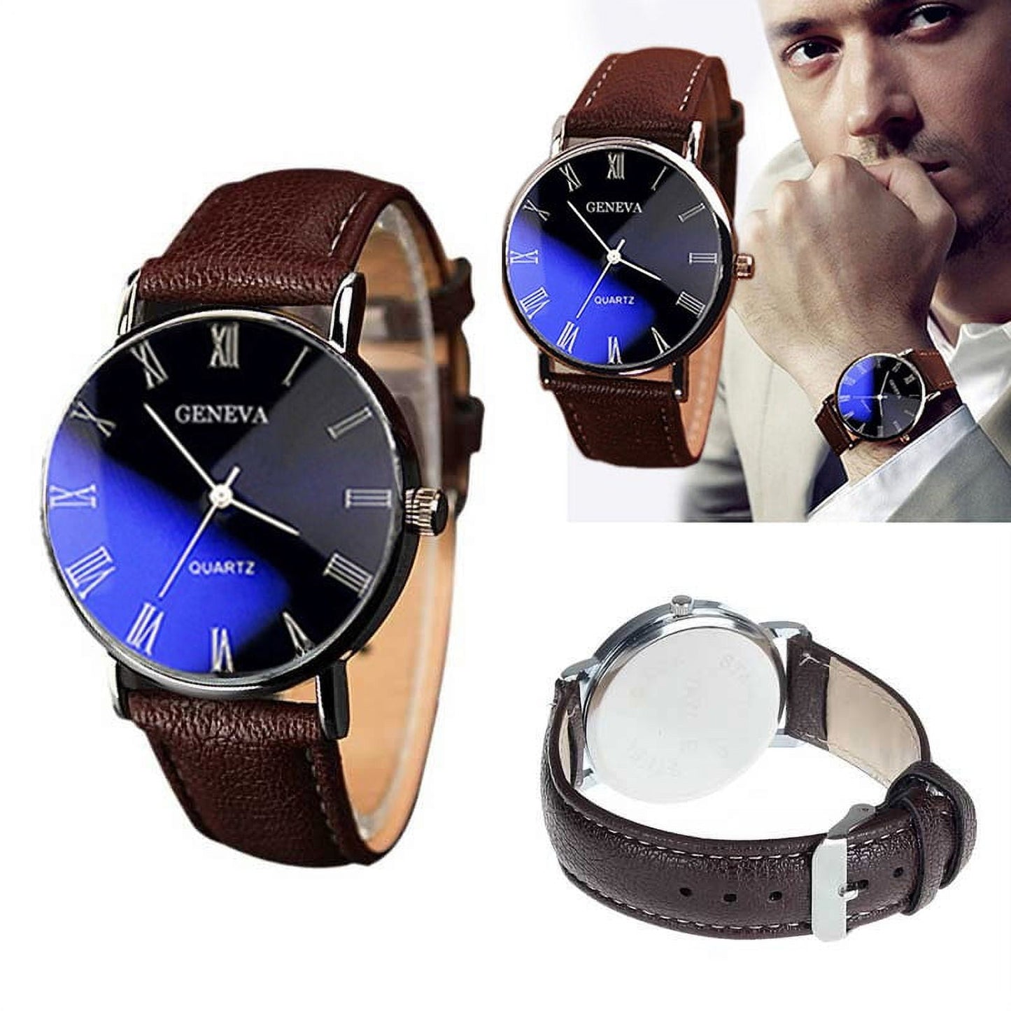 Stylish Men's Quartz Analog Watch - Luxury Faux Leather & Stainless Steel Design for Every Occasion