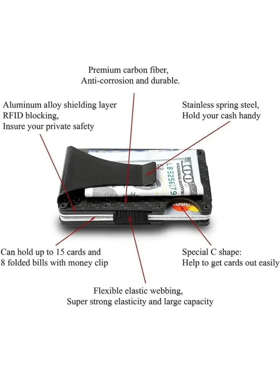 RFID Blocking Mens Airtag Wallet Case ID Card Holder Air Tag Cover Money Clip US