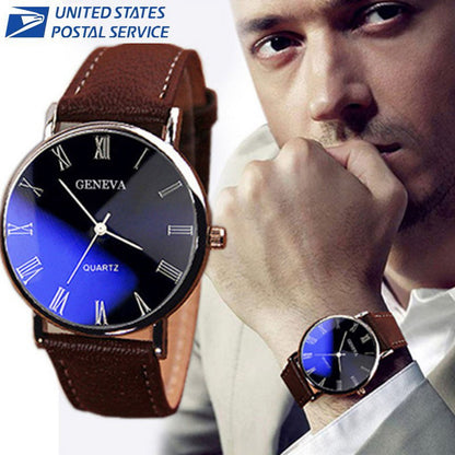Stylish Men's Quartz Analog Watch - Luxury Faux Leather & Stainless Steel Design for Every Occasion
